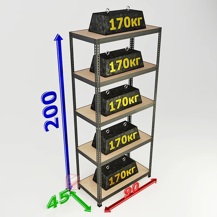 Cтеллаж лофт SBL 200х90х45 с пятью полками фото Стеллаж Мастер